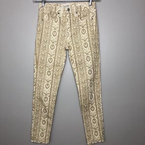 Nili‎ Lotan Women's 26 Khaki Mid Rise Wallpaper Print Crop Skinny Jeans